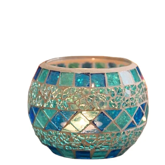 

Scented Candles Strong Basil & Citrus Home Decorative Gift Aroma Candle holder in Mosaic Decorative Christmas