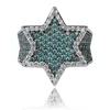 The West Franklin's mint green men's ring hiphop signature hexagonal star ring