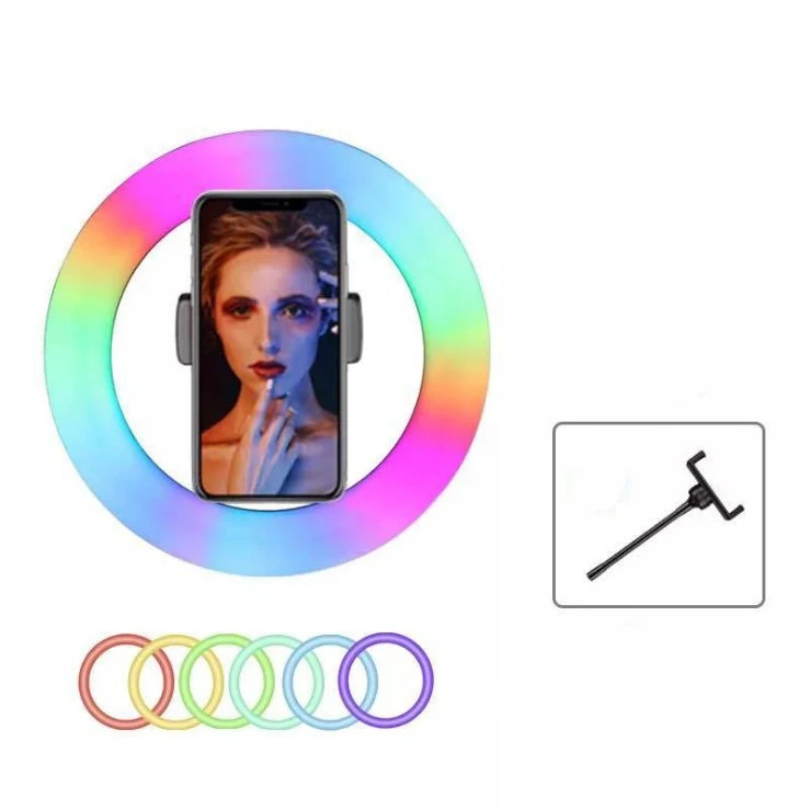 

Photographic Lighting Makeup Fill Light 8 10 13 Inch Selfie Rgb Led Ring Light With Tripod Stand For Tiktok, Black