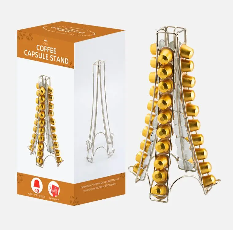 

Factory price pod stand coffee capsule storage rack with bamboo base