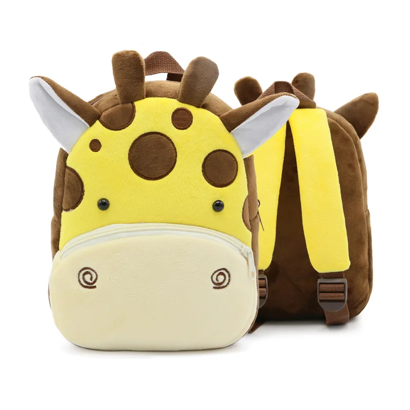 

26cm Hot Sale Cartoon Zoo Schoolbag Animal Plush Backpack Many Designs Toddler Children Kids Backpack Bags, As picture