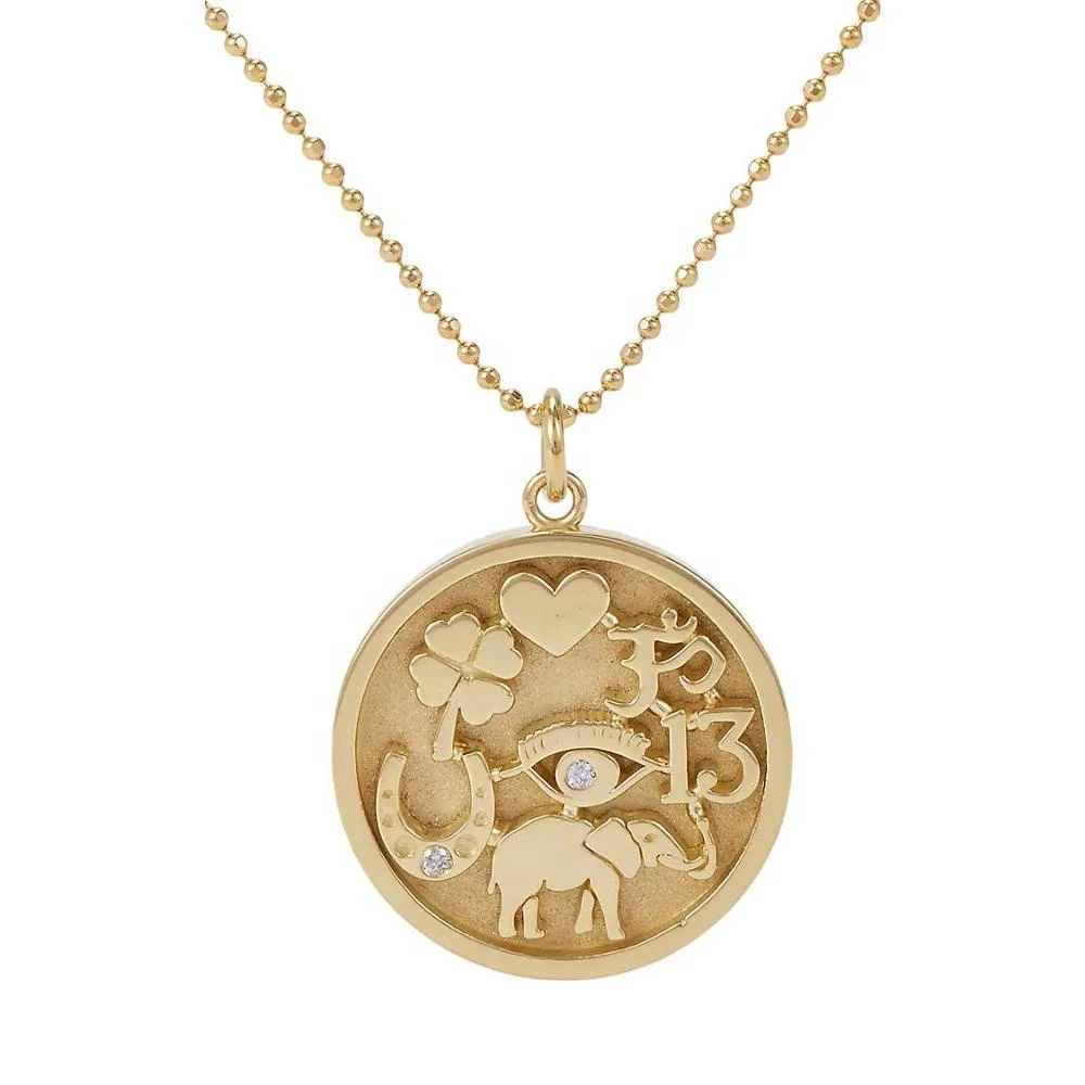 

LOZRUNVE Factory Custom Lucky Coin Animal Clover Pendant Necklace Gold Sterling Silver 925