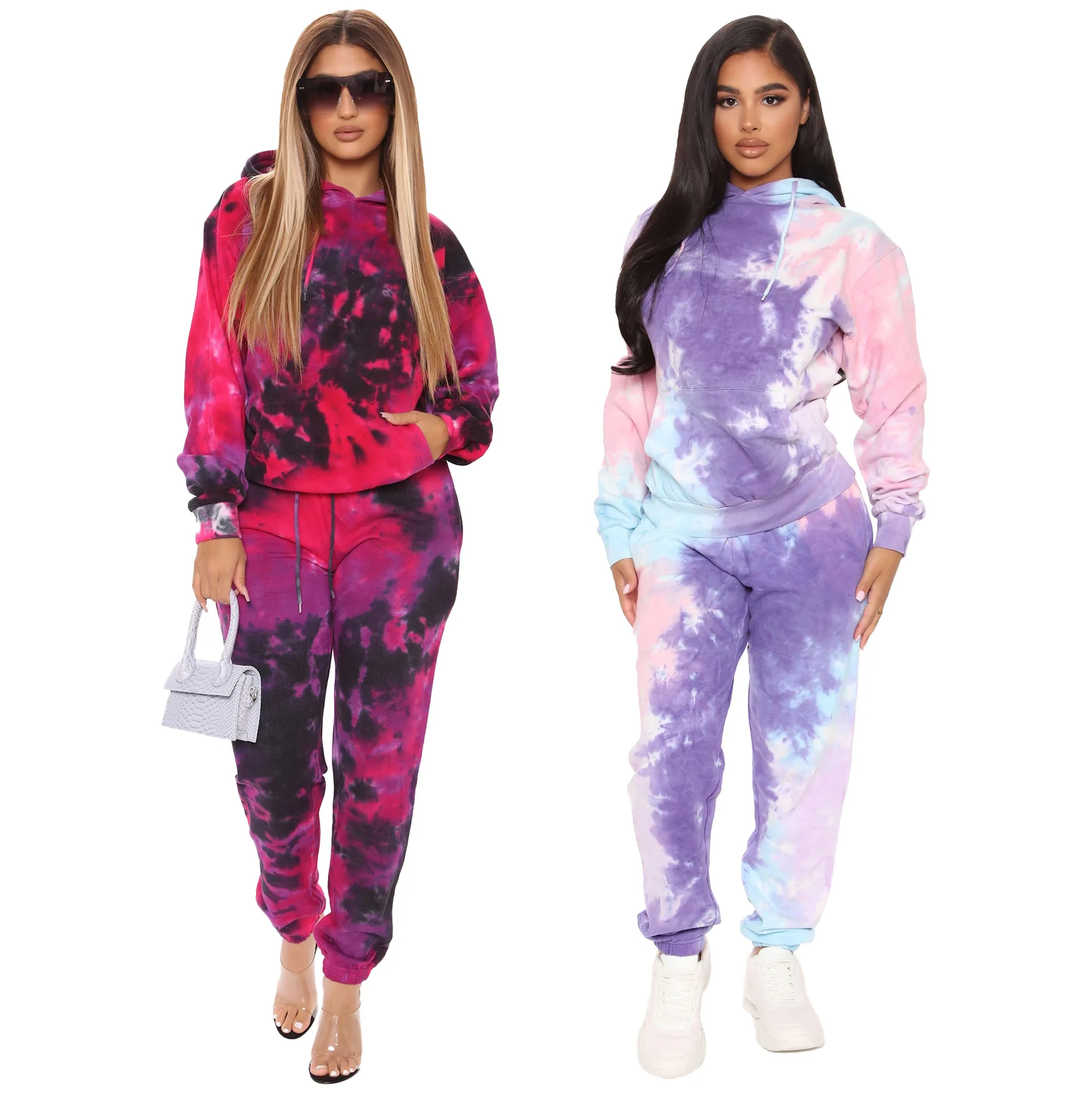 

2020 Autumn Classic Printing Tie-dye Leisure Casual Sport Two - Piece Suit A Two - Piece Hoodie Set
