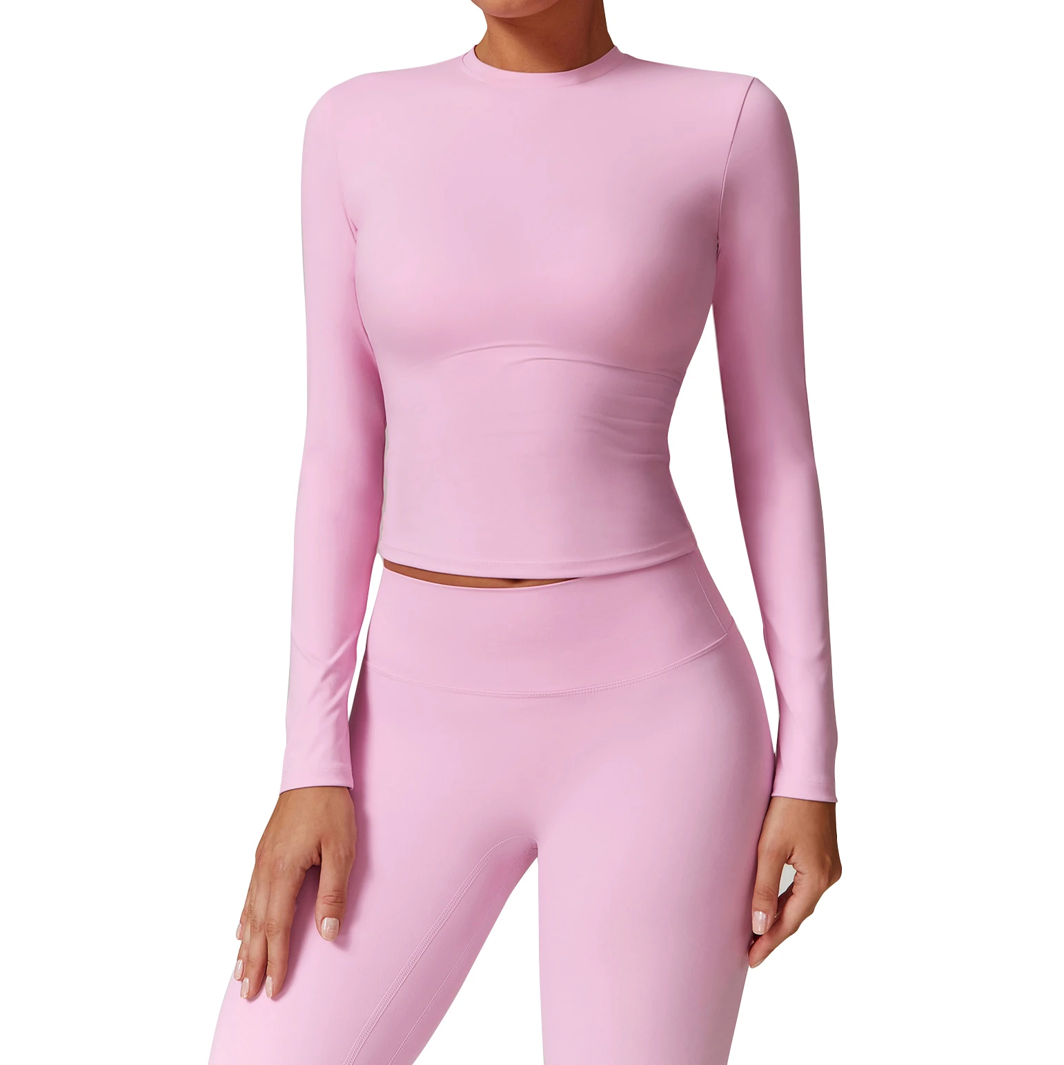 Women's Lightweight Long Sleeve Compression Bodysuit Jumpsuit Soft Basic Fitness Sports T-Shirt Set Slimming Body Shaping