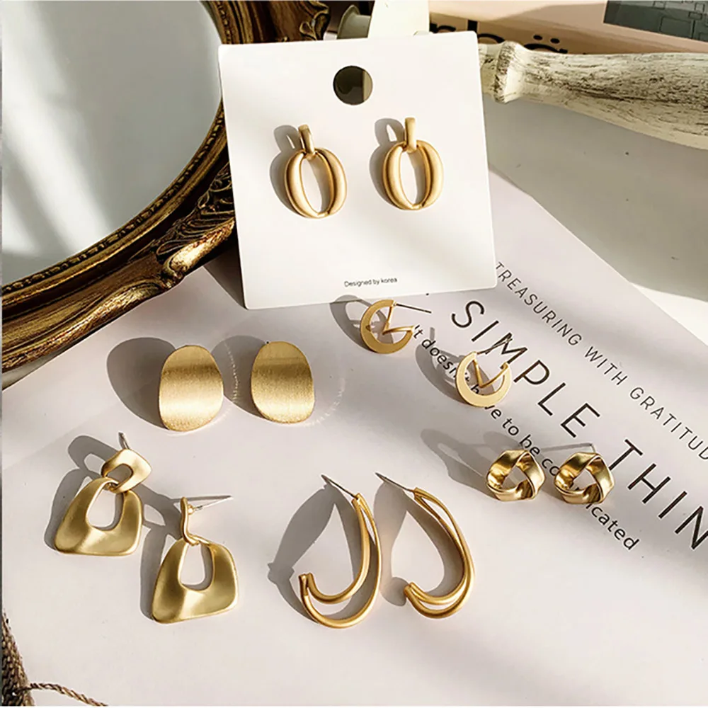 

Wholesale cheap irregular circle alloy heart star flower geometry gold plated jewelry 2021 earrings women
