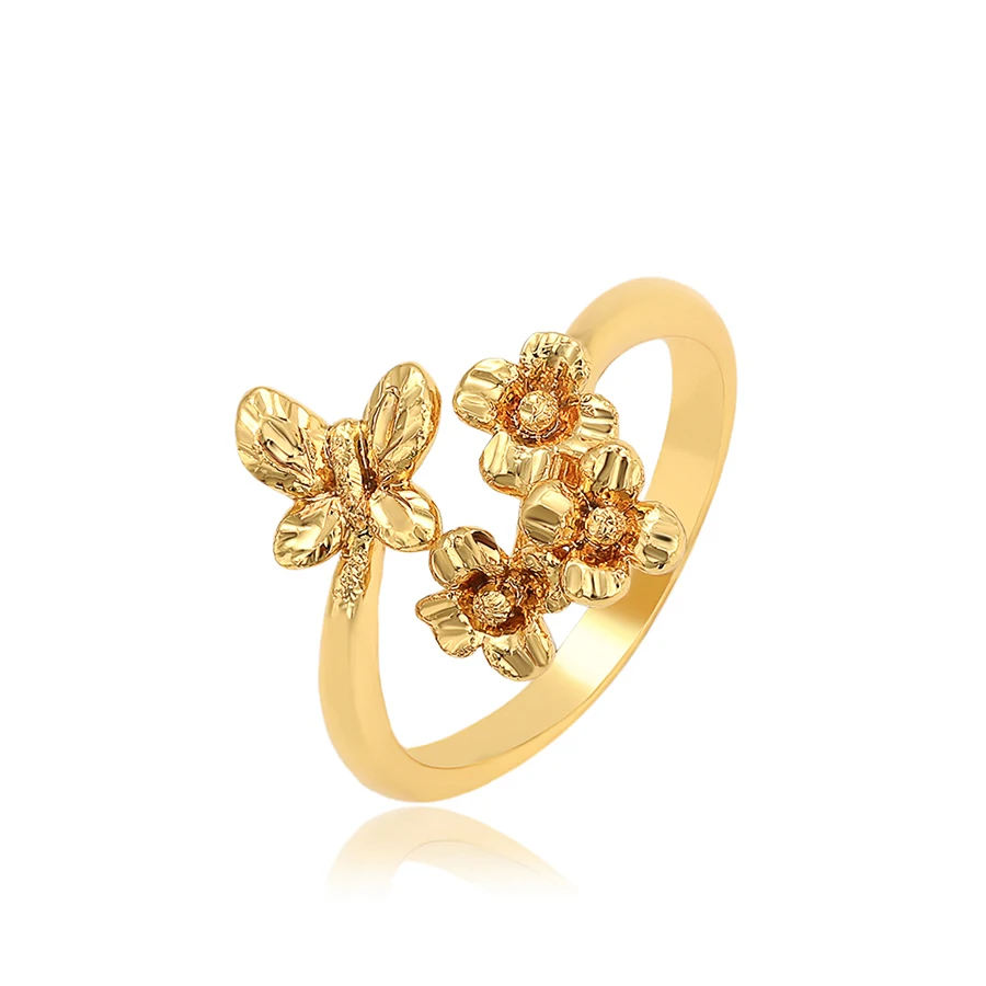

16168 xuping elegant gold rings simple 24k gold plated petal shape open rings