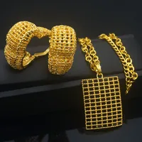 

latest fashion 2019 simple designs dubai gold plated big jewelry with pendant set for women EP187