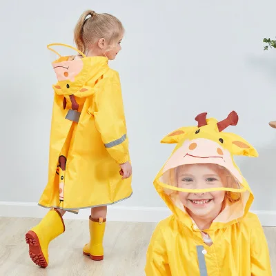 

LW-2018 PU Cute Children Raincoat Waterproof Rainwear With Safety Reflective Strip Anti-slip Cartoon Rain Boots clear raincoats