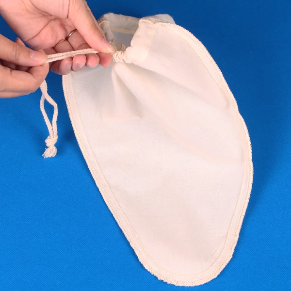 
BOSI 28 * 30 CM Cone Shape Organic Cotton Nut Milk Filter Bag Easy To Clean Easy To Use Nut Milk Bag For Celery Juice Oat Milk 