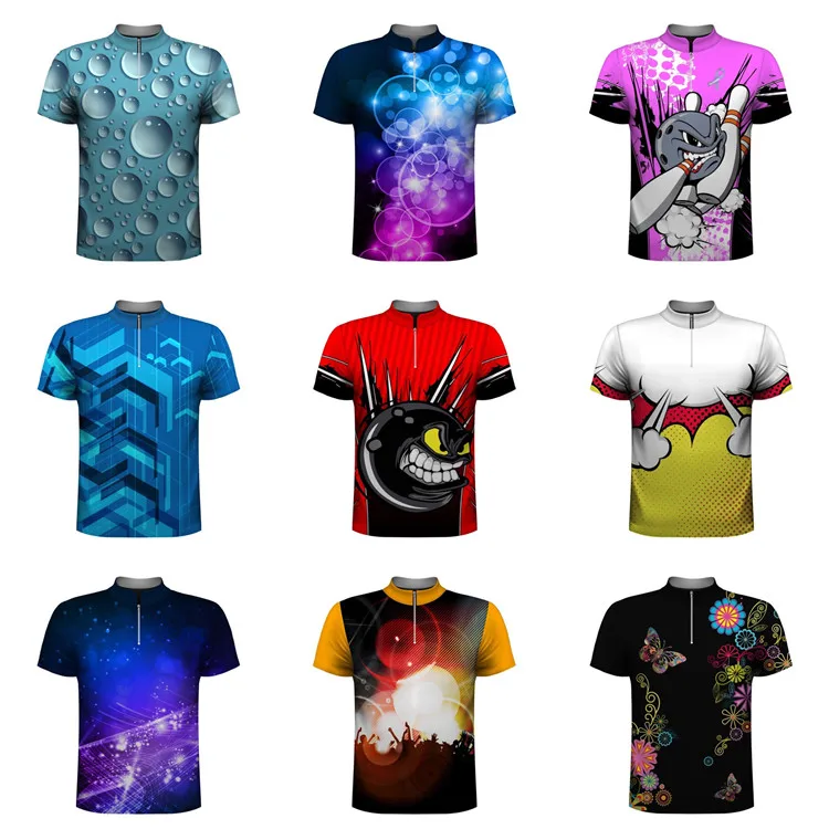 

Custom made dip dye silk bowling polo shirts for men, Customized color