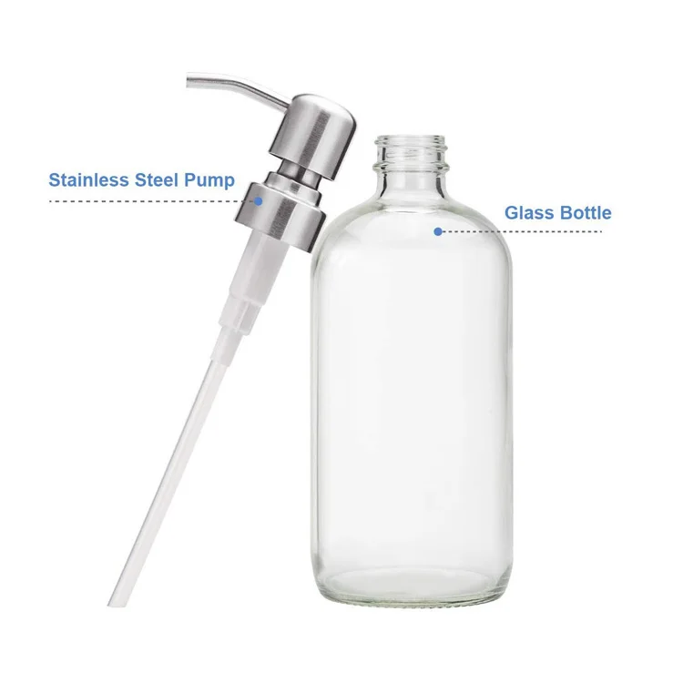 Download Stainless Steel Pumps 16oz 500ml Empty Clear Boston Round ...