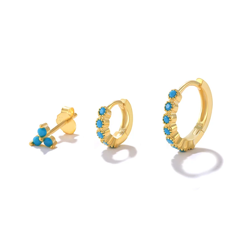 925 sterling silver statement earrings turquoise gold plated stud earring hoop earring set for women