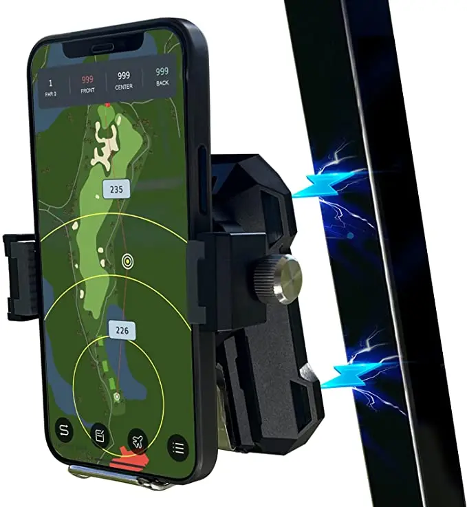 

Gsou Golf Cart Mount Mobile Stand Cell electric golf trolley Accessories Magnetic Phone Holder For golf scooter, Black