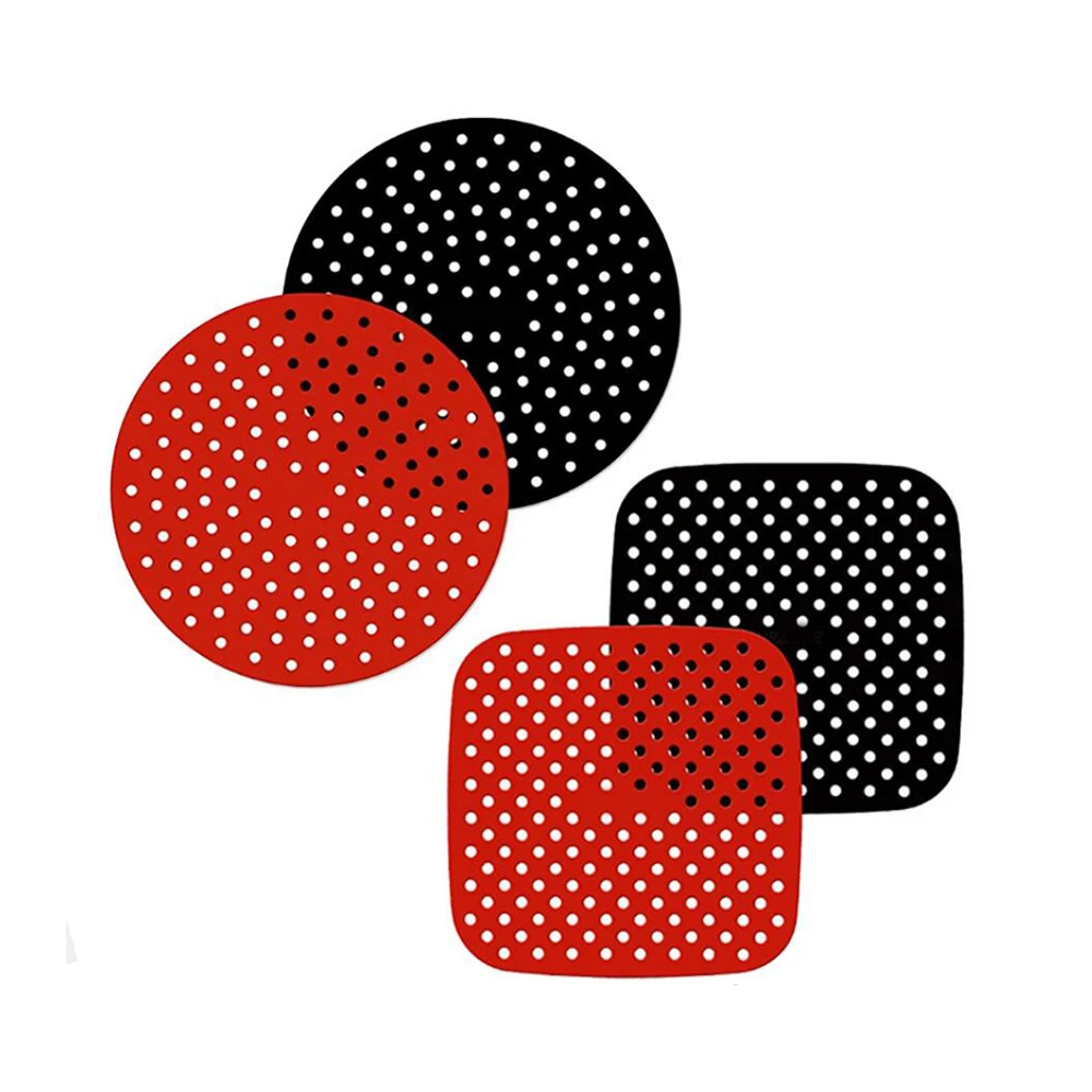 

Reusable 7.5/8.5 Inch Square Air Fryer Liners Non-Stick Basket Streamer Round  Silicone Air Fryer Mats