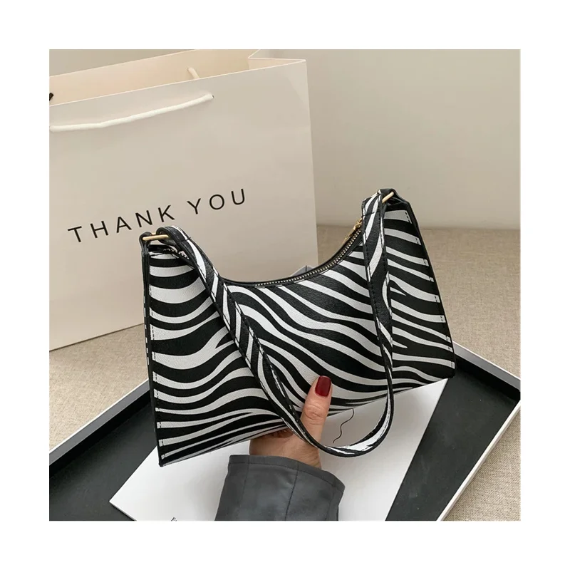 

Fashion Zebra Print Women Luxury Handbag PU Leather Simple Underarm Shoulder Bags Female Daily Design Totes Purse Pouch