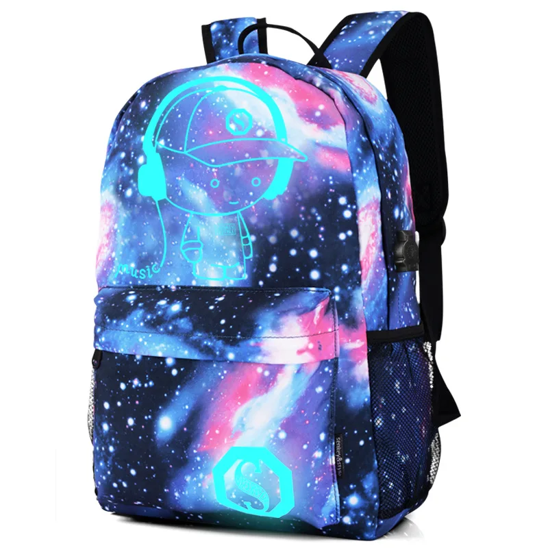 

Hotsale Larger Capacity Anti Theft bag Usb backpack Luminous pu backpack bag, Pink ,green , silver