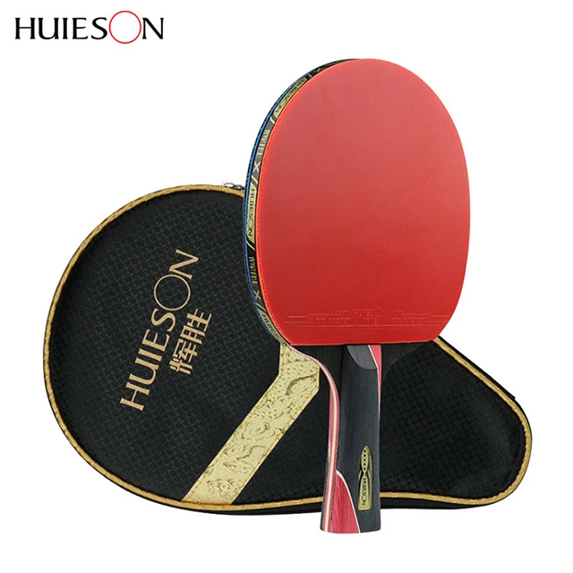 

HUIESON OEM Custom Print Logo Wholesale Pure Wood Professional 5 Stars Paddle Ping Pong Bat Table Tennis Racket