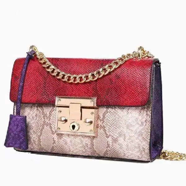 

Guangzhou factory Fashion snake skin fabric women Bag leather chian Crossbody Bag, Customizable/chain shoulder bag