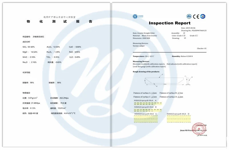 Granite table for measuring