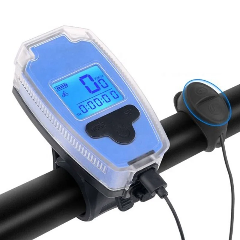 

Bicycle Stopwatch Front Light With Horn Dual-purpose Ultra High Decibel Safety Glare Energy Saving Multifunction, Black blue