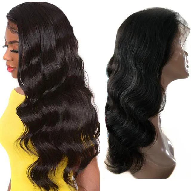 

Wholesale shiny Swiss lace wig Virgin Cuticle Aligned body wave Brazilian unprocessed Human Hair Front Lace Frontal Wigs