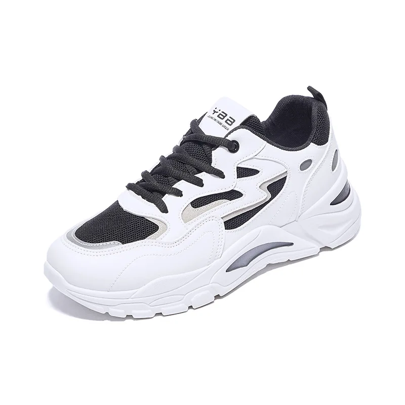 

Wholesale Fashion Lace up Men Sneakers Soft Non-slip Thick Sole Casual Sports Breathable Running And Walking Style Shoes For Men, 2 colors