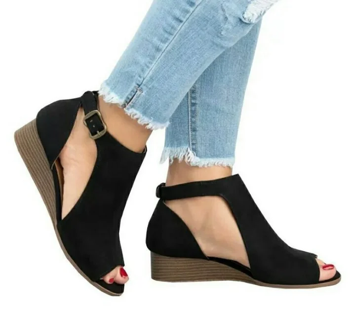 Western Vintage Style Fashion Design Ladies Shoes Elegant Wedge Sandals ...