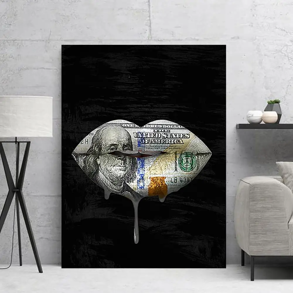 

Modular Canvas Lips Pictures Money Painting Minimalist Home Decor Prints Fashion Poster Nordic Wall Art Living Room Modern Frame