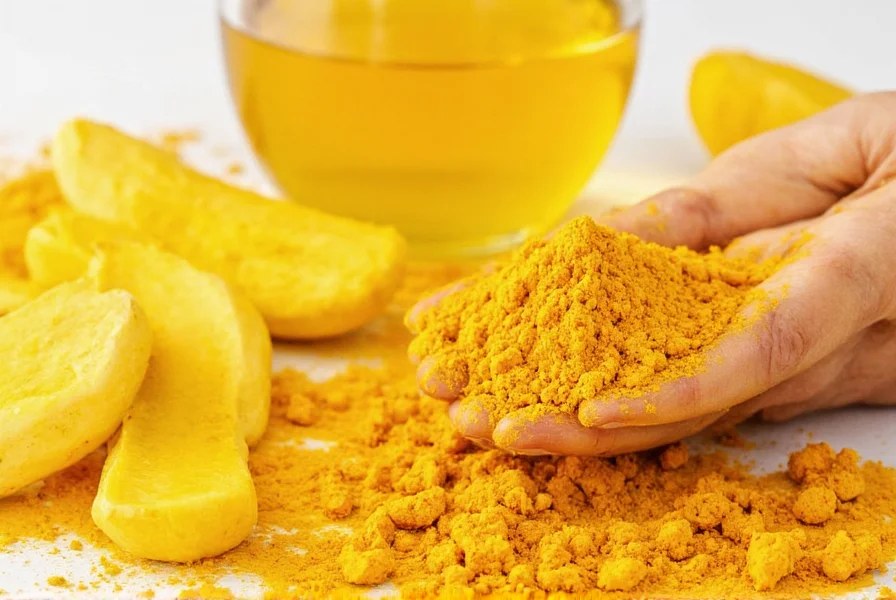 Turmeric powder mixed with coconut oil in a small bowl