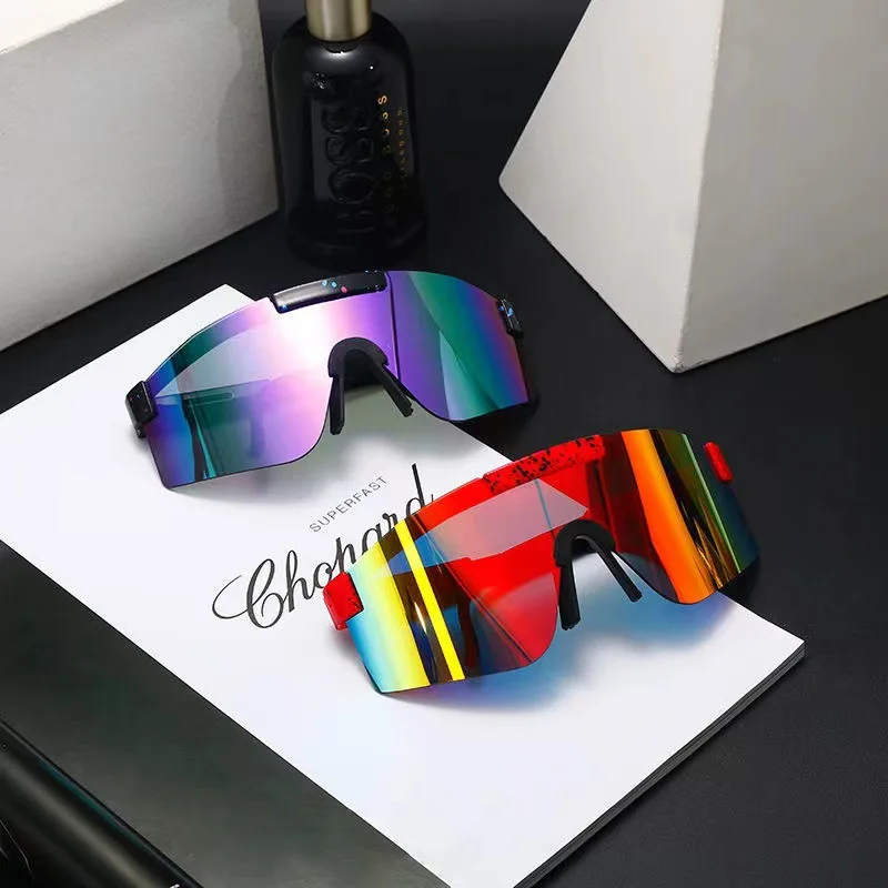

2022 trendy Pit Viper running cycling glasses custom ce TR90 Polarized UV400 one piece lens rimless unisex sport sunglasses