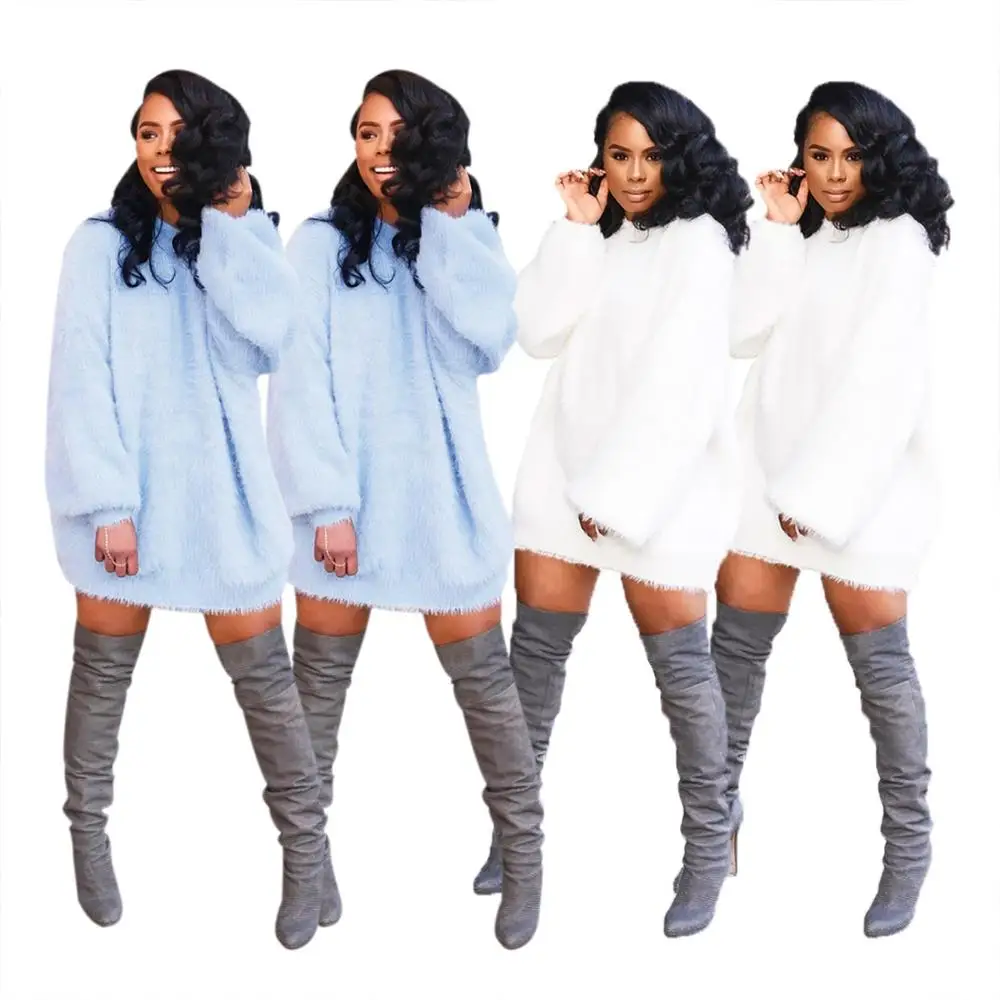 

KME351 Autumn and winter wool top sweatshirt women long sweater dress