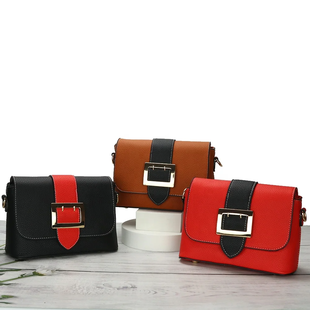 

Elegant Hot Sale PU Contrast Color Toto Bag Women Handbag, Dark grey,light brown,red,green,black