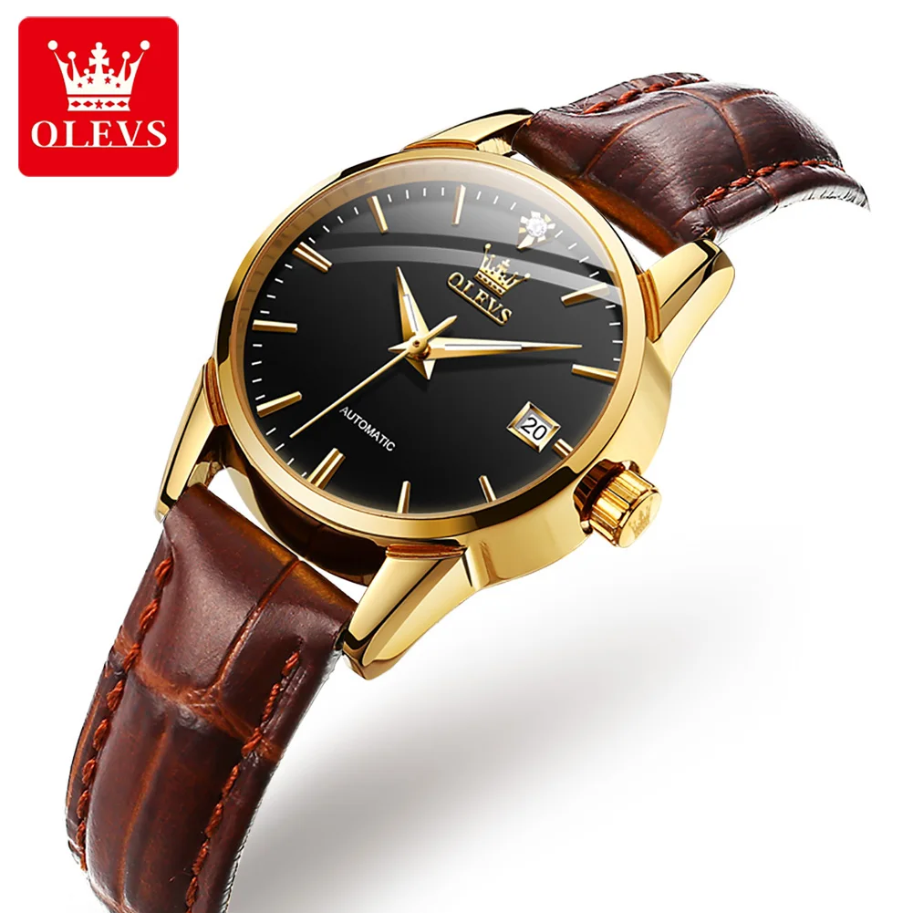 

OLVES 2020 New Sport leather band luxury brand automatic movement mechanical watch women, 3 colors