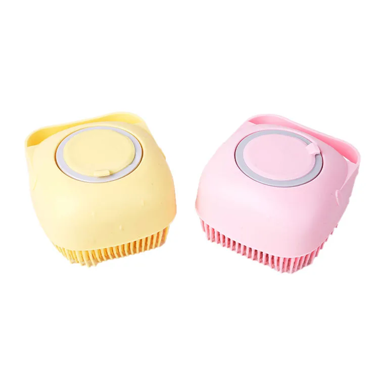 

Filling liquid shampoo foam long hair Silicone body bath skin care soft massage baby kids shower brush with handle