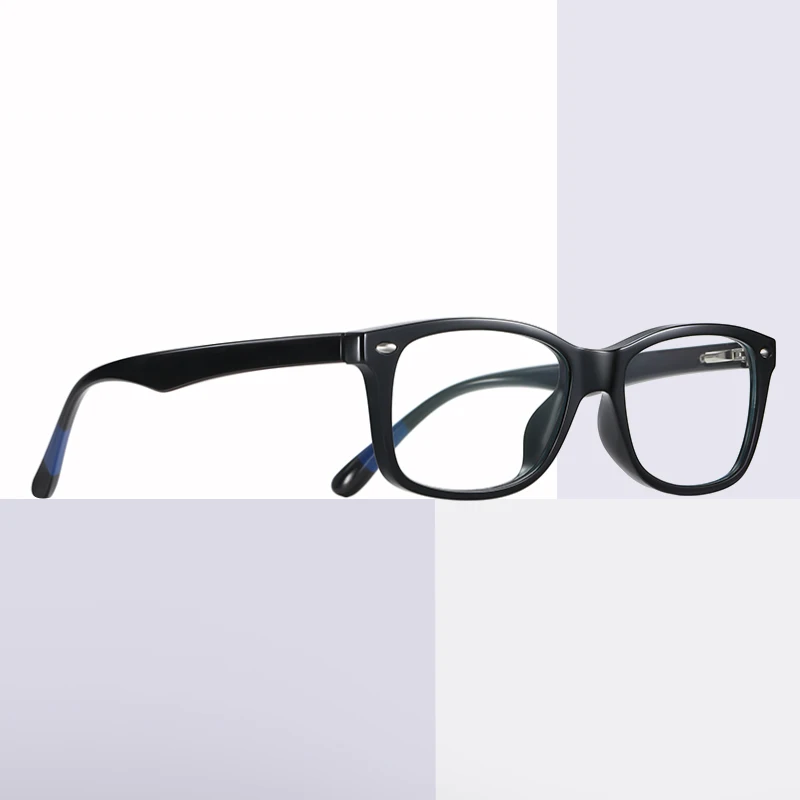 

Vintage TR Spring Hinge Flat Lens Eyewear Custom Logo Classic Rivet Design Square Anti-blue Light Glasses, 5 colors