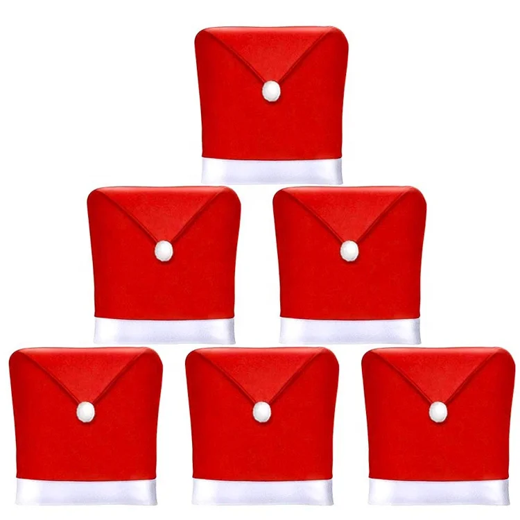 

Hot Custom Christmas Decorative Santa Hat Design Chair Back Covers