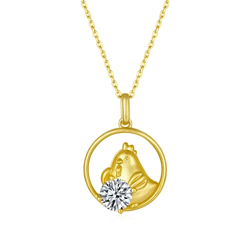 

OXSJ Zodiac Series Gold Plated Chicken Silver 925 Moissanite Necklace
