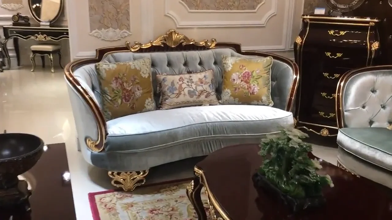 Luxury Furniture Wood Sofa Living Room Furniture Solid Wood Frame Hand