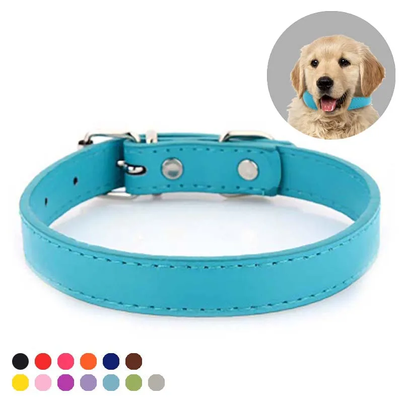 

Manufacturer wholesale custom pu leather pet collars flat pet collar multi color pets dog leads dog collar, As picture