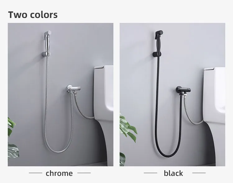 product-1-1 wall-mounted-bidet-sprayer-055d-chrome-black-two-color-comparison-grey-wall-toilet