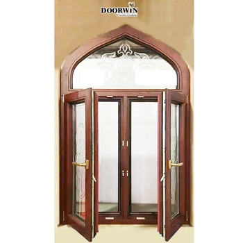Doorwin arqueado modern moldura de madeira &uacute;ltimas madeira inclinar e virar janela casement
