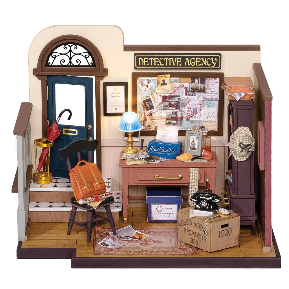 

Robotime Rolife Factory Furniture Toys Gifts Wood Crafts DG157 Mose's Detective Agency DIY Miniature House Kit