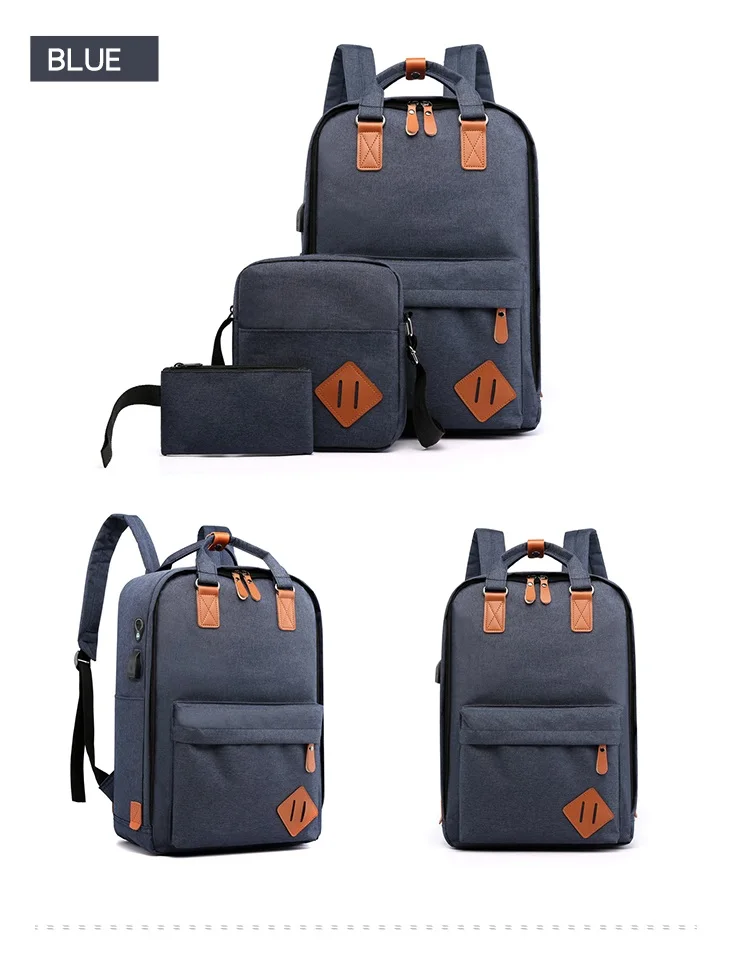 New Large Capacity Wholesale Custom School Backpack 3 Pieces Bags Set