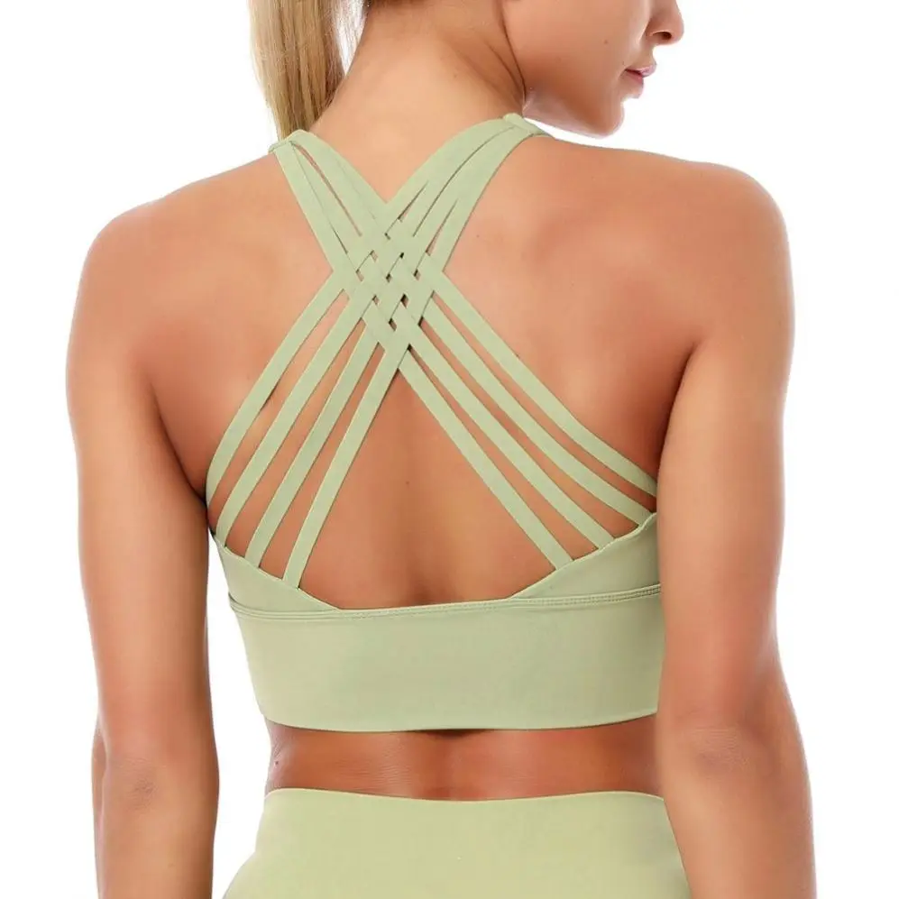 

High stretch four strap back cross vest bra and Yoga Pants monochrome sports set, Customized colors