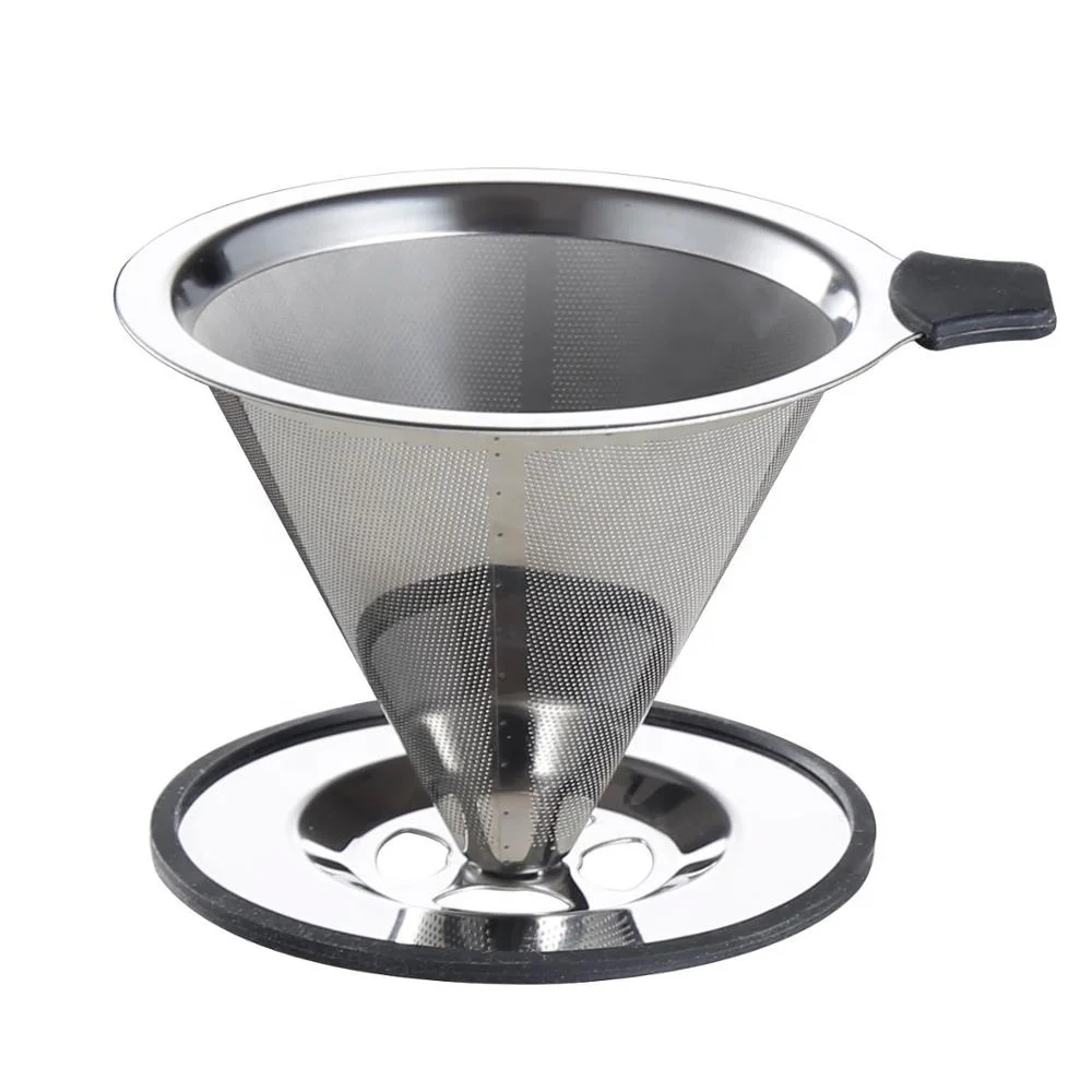 

Popular v60 double walled stainless steel custom pour over filter holder coffee dripper stand, Sliver/gold