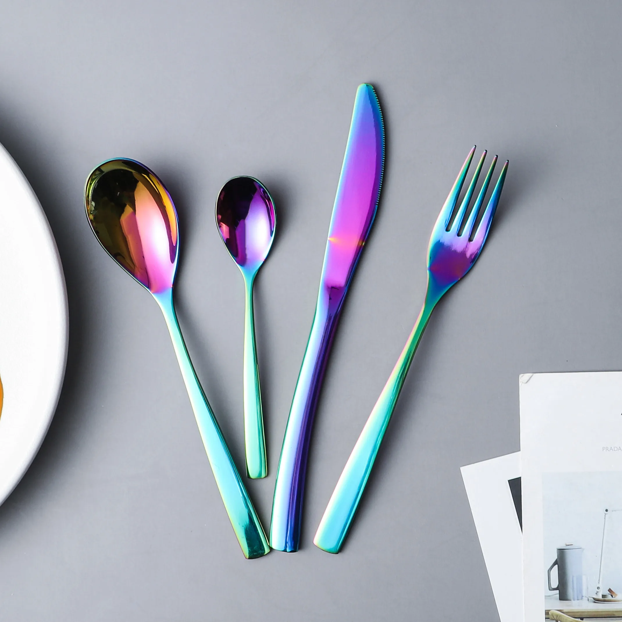 

Jieyang Manufactory stainless steel flatware set/tableware/cutlery 18/0 rose gold/black/colorful fork spoon knife, Customized