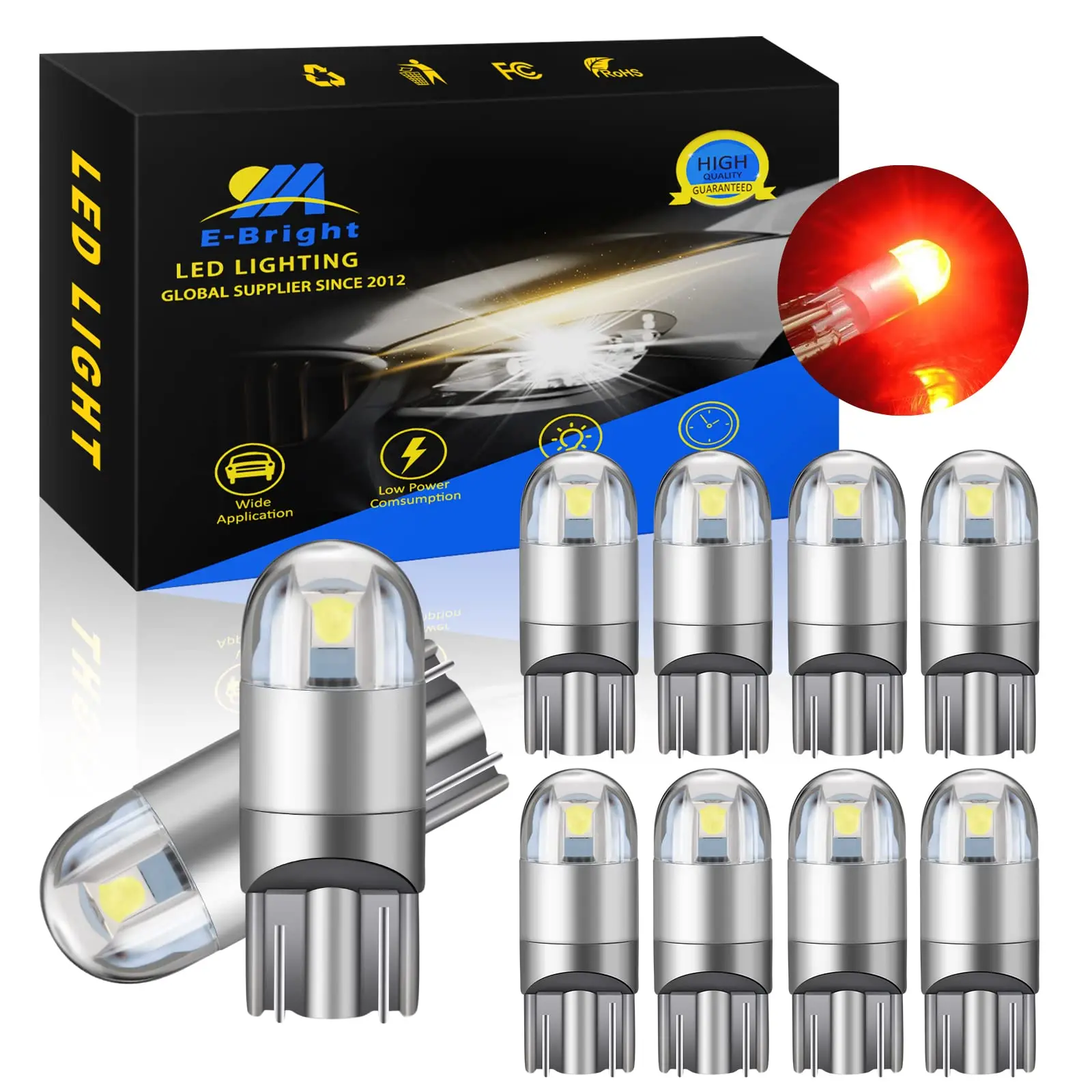 

12V Interior 3SMD Car Lights 2825 W5W 912 194 168 T10 Led Bulb for Trunk Dome Map Light Door Courtesy License Plate