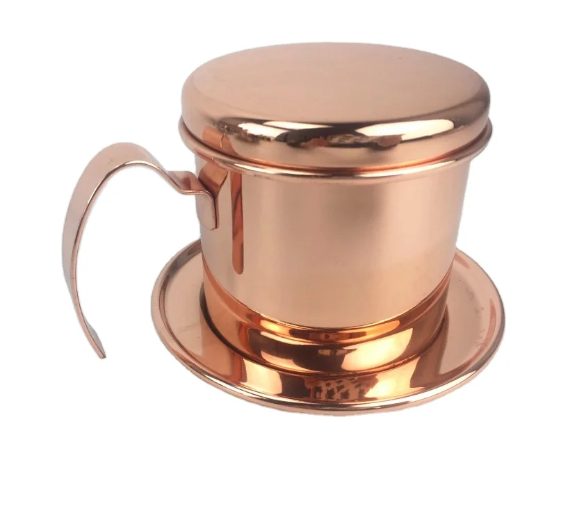 

Reusable cone Rose gold Vietnam Coffee Filter Set and Coffee Phin Filter