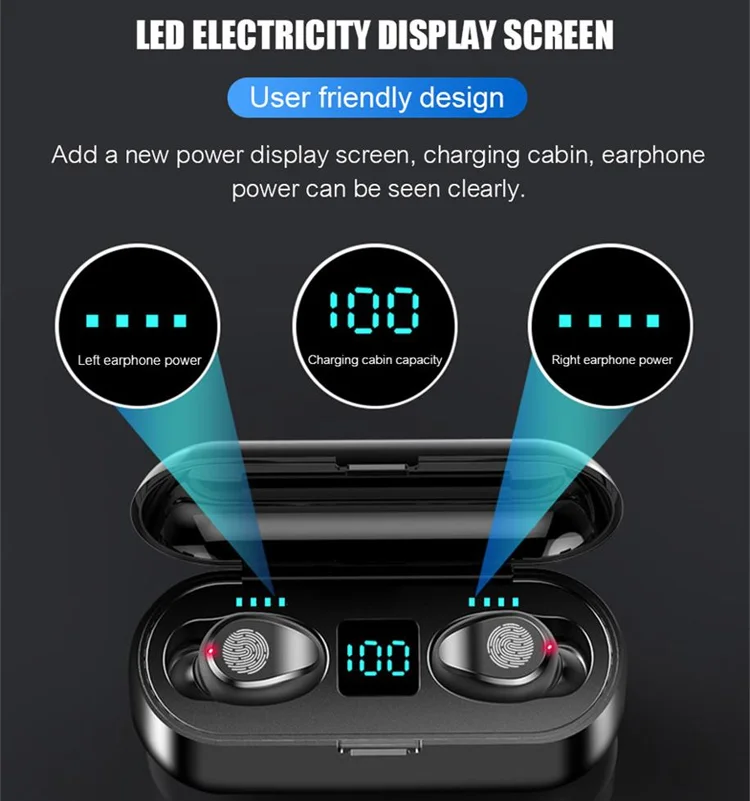 2020 New Fashion Amazon Top Seller F9 TWS Wireless Headphone Portable BT 5.0 Earphone Wireless Earbuds For iPhone Android - ANKUX.COM