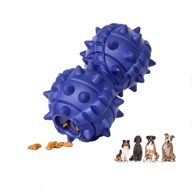 

Indestructible Rubber Dog Treat Toy Puzzle Bite Interactive Soft Toothbrush Aggressive Dog Chew Toy Food, Blue